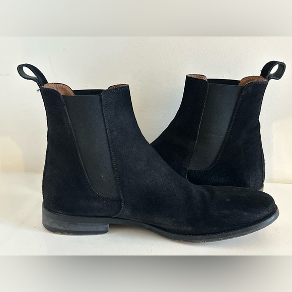 ORO Chelsea Boots Mens Size 10 Black Suede Pull On Ankle Handcrafted - Picture 7 of 13